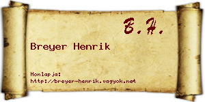 Breyer Henrik névjegykártya